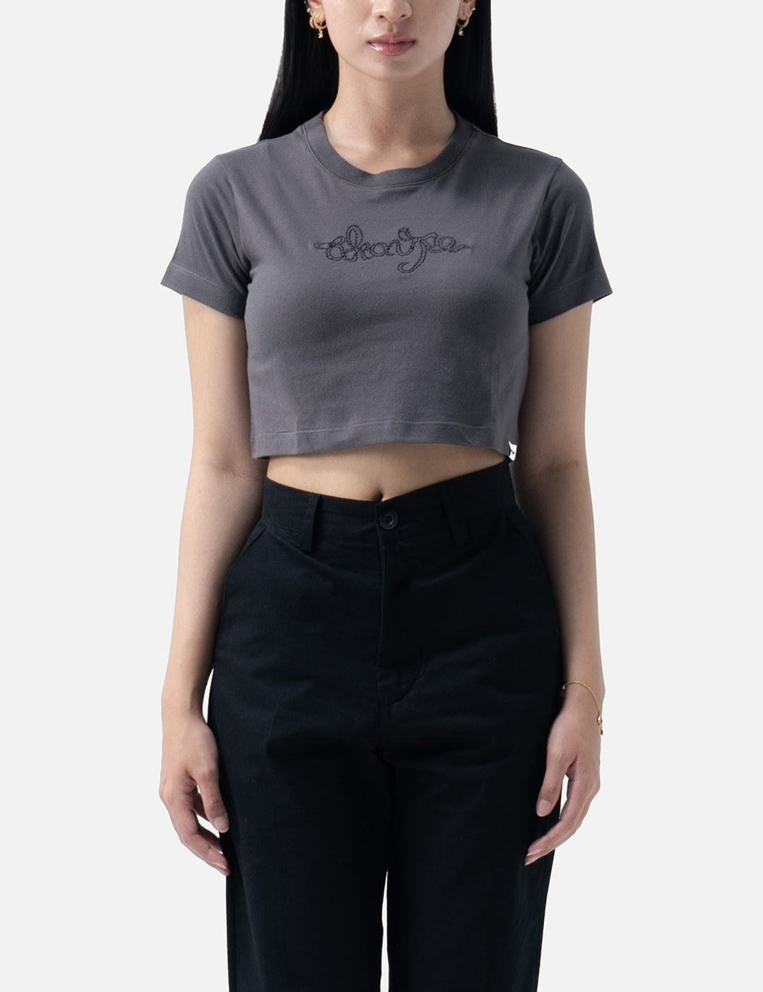 Elara Croped Tee Grey